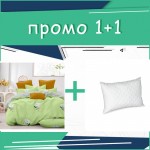 Комплект! Двойно спално бельо Green flowers микросатен + възглавница