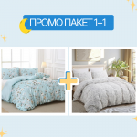 1+1 единичен спален комплект микросатен Тея с цветя и Тереза