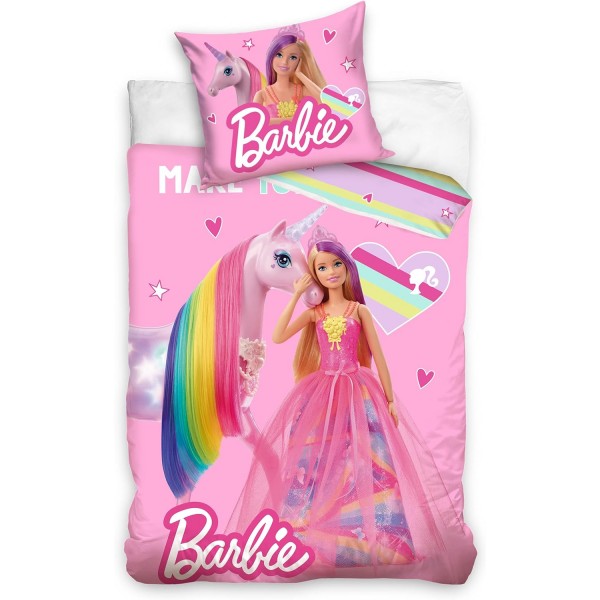 Детски комплект спално бельо с 3D принт Barbie Unicorn