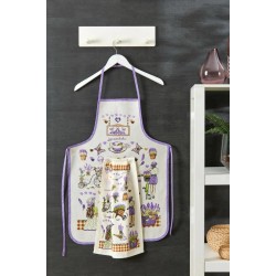 Комплект от кухненска престилка и кърпа Lavender