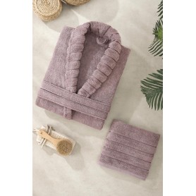 Подаръчен комплект халат с шал яка и кърпа Rose Ash