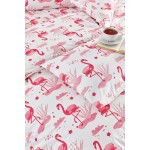 Единичен комплект спално бельо от мек памук Pink Flamingo