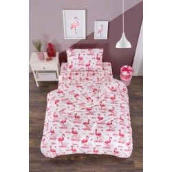 Единичен комплект спално бельо от мек памук Pink Flamingo