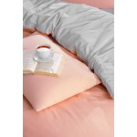 Единичен комплект от ранфорс чаршаф с калъфка Peach&Grey