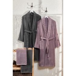 Подаръчен комплект от 2 халата и 2 кърпи Amelia Ash and Anthracite
