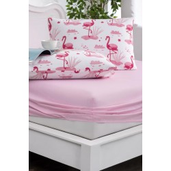 Комплект чаршаф с ластик и калъфка от 100% Памук 90/200 Flamingo 