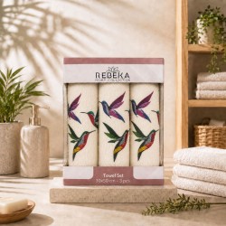 3 бр. Хавлиени кърпи с бродерия Птичета - 30х50 см.