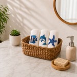 3 бр. Хавлиени кърпи с морска бродерия - 30х50 см.