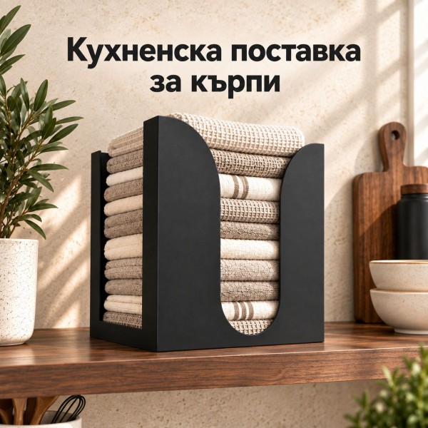 Практична поставка за кърпи - черен цвят