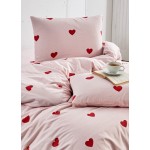 Двоен комплект спално бельо от 100% Фин Памук Hearts Pink