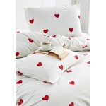 Двоен комплект спално бельо от 100% Фин Памук Hearts White