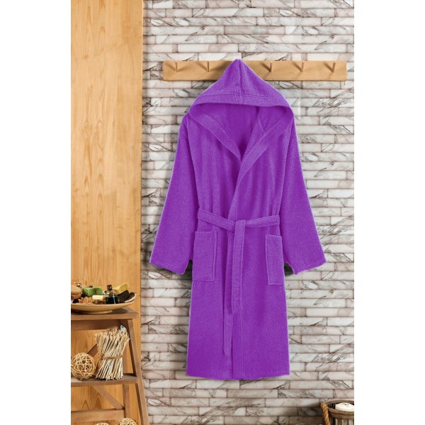 Памучен хавлиен халат с качулка Steelside Purple 
