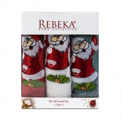 Подаръчен сет от 3 броя бродирани кърпи в кутия 30/50 Santa Claus