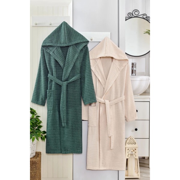 Икономичен сет от два халата за баня Dark Green&Beige Икономичен сет от два халата за баня Dark Green&Beige