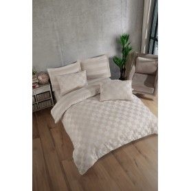 Двоен комплект спално бельо от 100% Ранфорс Памук Beige Plaid