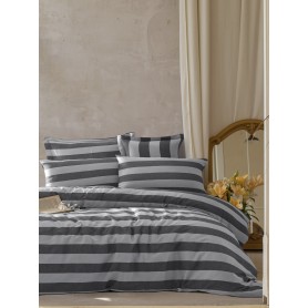 Двоен комплект спално бельо от 100% Фин Памук Stripes Сребристо