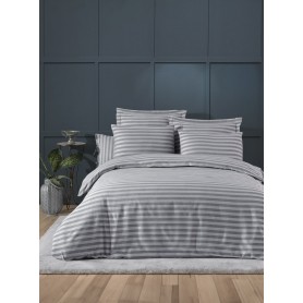 Двоен комплект спално бельо от 100% Фин Памук Gray Striped Set
