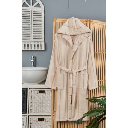 Хавлиен халат за баня Ribbed Design/Beige