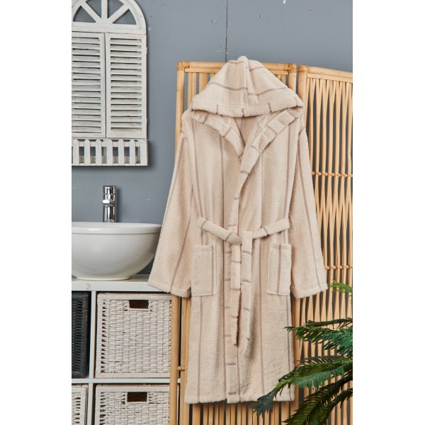 Хавлиен халат за баня Ribbed Design/Beige