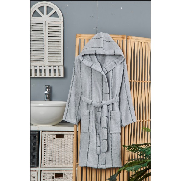Хавлиен халат за баня Ribbed Design/Gray 
