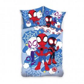 Сатениран комплект спално бельо с 3D принт Spiderman&Friends