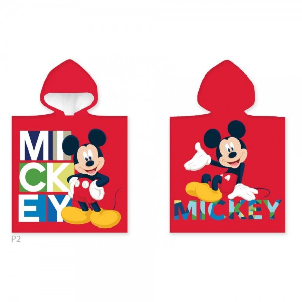 Детско пончо за плаж и СПА Mickey Mouse Red