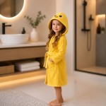 Детски хавлиен халат с пиленце Жълт