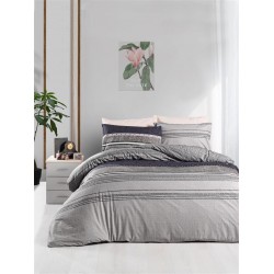 Единичен комплект спално бельо от сатениран ранфорс Light Gray Style