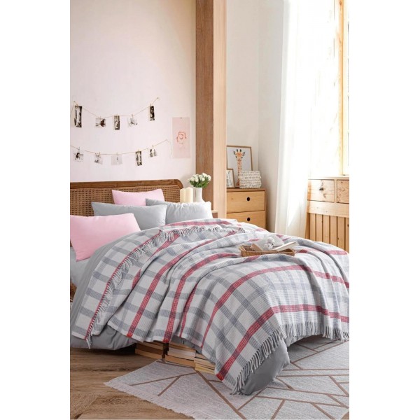 Плетено одеяло от 100% Памук Vichy Check Grey 180/220