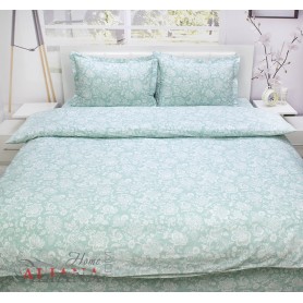 Двойно спално бельо Turquoise flowers - Ранфорс