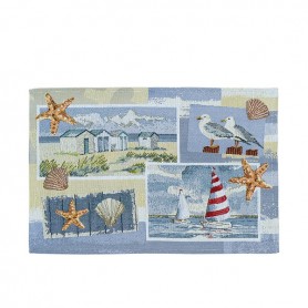 Неплъзгаща се подложка за хранене - Nautical Print Blue