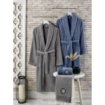 Премиум комплект в кутия халати и кърпи Grey&Blue