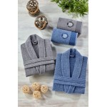 Премиум комплект в кутия халати и кърпи Grey&Blue