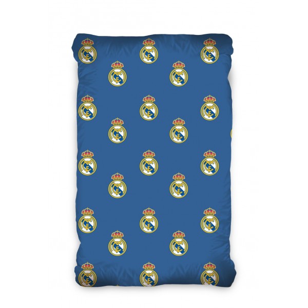 Еластичен чаршаф с ластик 90/200/25 -  Ранфорс Памук - Real Madrid