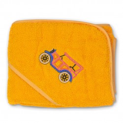 Плътна хавия с качулка за бебе 80/80 от памук - Retrо Car Orange