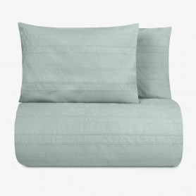 Deco Bohemia Natural – зелен памучен спален комплект за двойно легло, 3 части