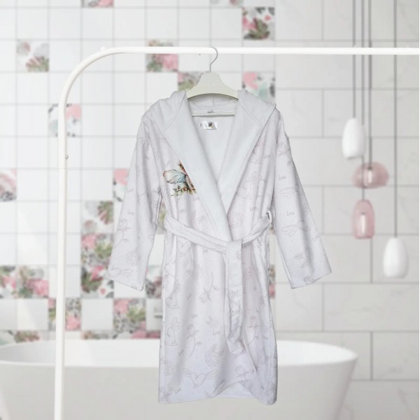Детски халат с качулка Angel DF печат - XL