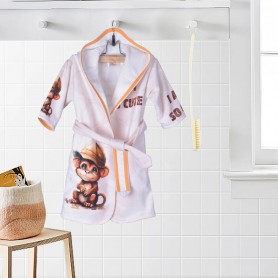 Детски халат с качулка Monkey DF печат - S 