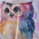 Детски халат с качулка Owl rainbow DF печат - S