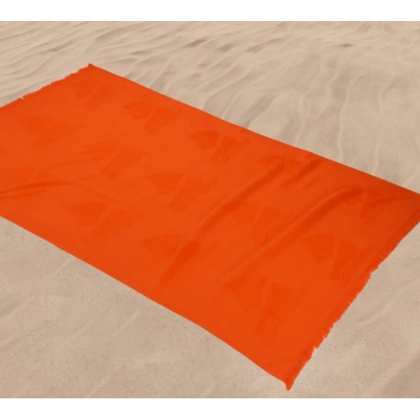 Кърпа за плаж с щампа лодка от памук 100/170 Orange
