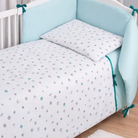 Бебешки комплект спално бельо с обиколник Pretty – тюркоаз