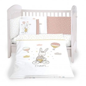 Бебешко спално бельо с обиколник Rabbits in Love 60x120 – сладък детски дизайн