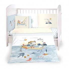Бебешко спално бельо с обиколник The Fish Panda 70x140 – цветен и забавен комплект