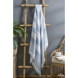 Памучна кърпа тип пещемал с ресни 90/170 Blue