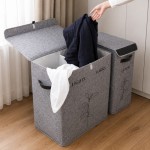 Двоен кош за пране с две отделения 53x33x60 см