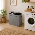 Двоен кош за пране с две отделения 53x33x60 см
