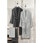 Луксозен комплект 2 халата и 2 кърпи Susan Anthracite&Light Gray