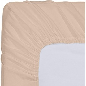 Практичен долен чаршаф с ластик от ранфорс - Beige