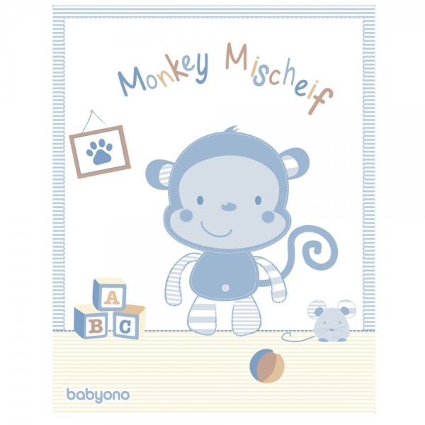 Луксозно бебешко одеяло  - Микрофибър - Monkey Blue 