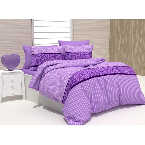 Комплект памучно спално бельо Hallmart Purple